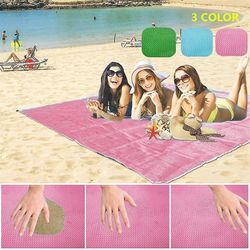 Magic Sand Free Beach Mat Camping Udendørs Picnic Stor madras Vandtæt Taske Badehåndklæde Pink 200x200cm