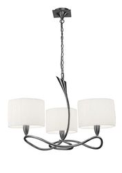 Inspired Lighting Lua Loft Vedhæng 3 Lys E27, Satin Nikkel med hvide nuancer