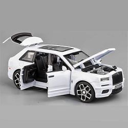 1:32 Rolls Royce Cullinan SUV Alloy Luxy Car Malli Painevalettu metalli leluauto Ajoneuvot Malli Simulointi Ääni ja valo Lasten lahja Valkoinen