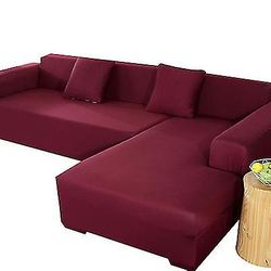 Barsinfi Elastisk kombination sofabetræk blødt L formet sofadæksel rød three person