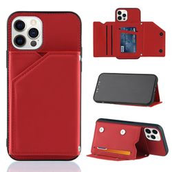 Gangxun Sag Til Iphone 11 Pro Max Vintage Cuir Cover Læderetui Kofanger - Rouge