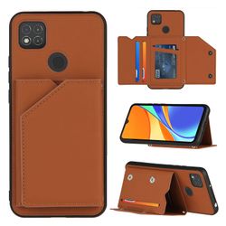 Gangxun Sag For Xiaomi Redmi 9c Vintage Cuir Cover Læderetui Kofanger - Marron