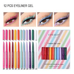 Kakanwo 12 mattaväristä eyeliner-kynää nopeasti kuivuva ja vaikeasti smu-dge geeli eyeliner Monivärinen One Size