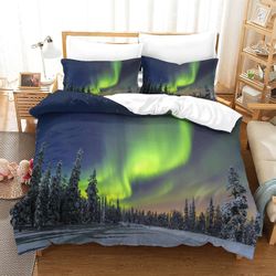 3D revontulet pussilakana ommel vuodevaatteet Aurora Borealis tulostuspeitto tyynyliinalla Isänpäivä vuodevaatteet Lahjat Double Double200x200cm