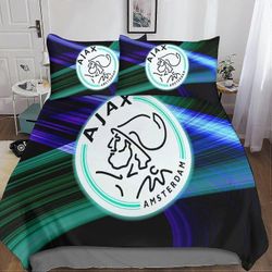 Kerota Ajax logo pussilakana, D-painatus, jalkapallo urheilu vuodevaatteet pussilakana vetoketjulla ja tyynyliinat Double Double200x200cm