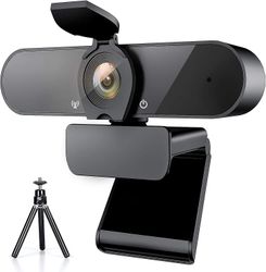 1080p webcam, webkamera med mikrofon og stativ og privatlivsdæksel, Full Hd laptop webcam 360 graders panoramawebcam til optagelse, opkald (sort)