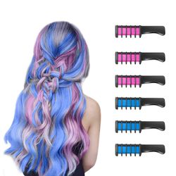 Gangxun 6 stk Ny Hår Kridt Comb Midlertidig Bright Hair Color Dye for piger Børn, Vaskbar Hår Kridt for Piger Alder 4 - 10 + nytår Fødselsdagsfest ...