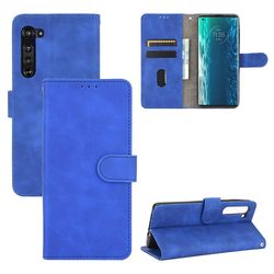 Etui til Motorola Moto Edge Cover Premium læder med kortholder Flip Folio magnetisk etui etui coque - sort Blå