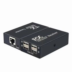 120M USB Extender 4-porttinen USB2.0-keskittimen laajennin RJ45 Ethernetin USB UTP -laajennuslaitteen kautta Musta
