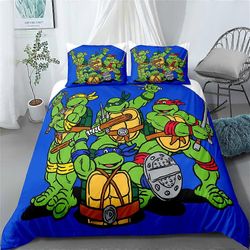 v3240 Lakanat Sänky Doona pussilakanasetti Ninja Turtles Vihreät lakanat IU3240 135x200cm 53x78in