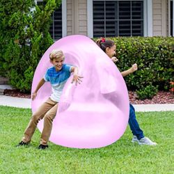 Kuplapallolelu aikuisille lapsille, puhallettava vesipallo hauska kesärantapuutarhapallo pehmeä kumipallo ulkopelilahja Vaaleanpunainen 50cm
