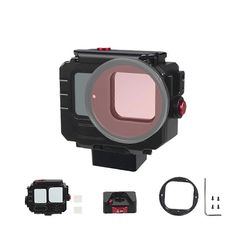 80M vedenpitävä kotelo GoPro12/11/10 -kameroille, alumiininen vedenalainen syväsukelluskotelo, suojakotelo 52 mm:n suodatinkiinnikkeellä B Musta