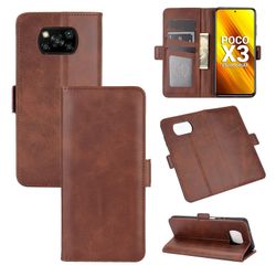 Gangxun Kompatibel med Xiaomi Poco X3 / x3 Nfc Case Læder tegnebog Magnetisk Flip Folio Stand View Cover Brown