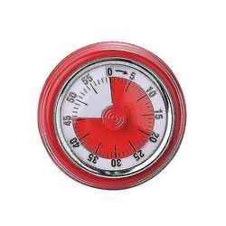 Barsinfi Bærbar magnetisk analog timer til køkken madlavning brusebad stopur vækkeur (1 stykke, rød)