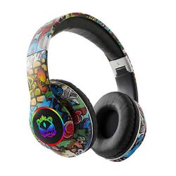 LX-8686 kuulokkeet Graffiti Bluetooth-kuulokkeet Langattomat LED-pelikuulokkeet Musta