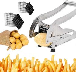 Coupe-Frites en Acier Inoxydable, Coupe-Pommes de Terre avec des Lames de 12mm et 9mm, Coupe-Frites Machine Dcoupe de Cuisine pour Frites, Pommes de