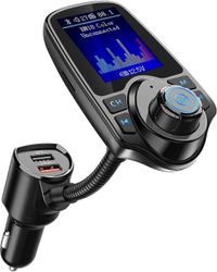 Kensty Langaton auton Bluetooth FM -lähettimen radiosovitin Autosarja W 1.8 tuuman näyttö tukee TF / SD-korttia ja USB-autolaturia kaikille älypuhe...