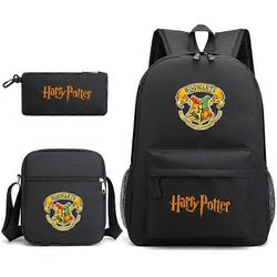 Harry Potter Harry Potter -kuvioinen reppu, opiskelijakoululaukku, pieni olkalaukku, penaali, kolmiosainen setti musta One size fits all
