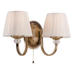 Firstlight Lighting Langham 2 Lys Indendørs Væg lys (skiftet) Antikke Messing, Plisseret Cream Shades, E14