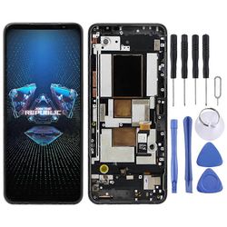 Alkuperäinen AMOLED LCD-näyttö Asus ROG Phone 5 ZS673KS 1B048IN I005DB I005DA Digitizer Täysi kokoonpano kehyksellä (musta)