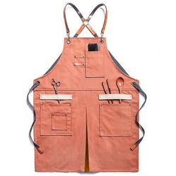 Handuo Denim Forklæder til kvinder og mænd til barista, kok, barber, maler og gartner orange