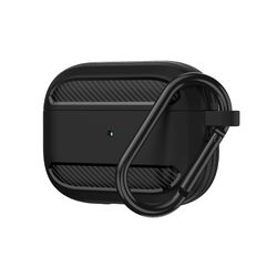 Carbon Fiber Tekstureret Airpods sag Cover For Airpods Pro Med Nøglering SORT