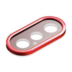 AIR Hærdet glas metalskærm bagkameralinse beskyttelse til iPhone XR - Rød