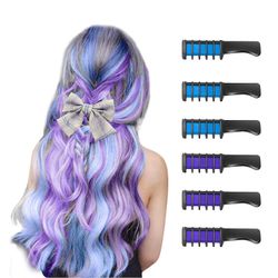 Gangxun 6 stk Ny Hår Kridt Comb Midlertidig Bright Hair Color Dye for piger Børn, Vaskbar Hår Kridt for Piger Alder 4 - 10 + nytår Fødselsdagsfest ...