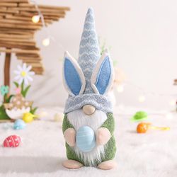 Kiko Påske Bunny Plys Toyeaster Æg Bløde søde gaver til piger Kids Family Kanin Simulation Udstoppede Dyr Doll Home Decor BLÅ HAT