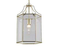 Inspired Lighting Payton sekskantet loft vedhæng LanternE E27 fransk guld, klart glas