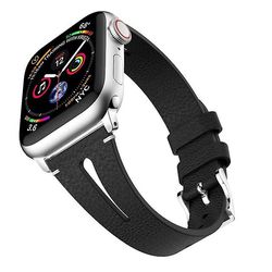 AIR Dropformet læderrem til Apple Watch-armbåndsur serie 43 og 2 og 1 og 42 mm sort
