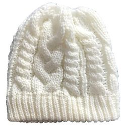 Besser Lady Winter Hestehale Hue Hue Høj Hat Strikket Cap Hvid