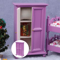 Lilla 1:12 Skala Træ Garderobe Armoire Dukkehus Soveværelse Møbler Legetøj