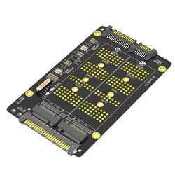 2 in 1 -yhdistelmä M.2 (NGFF) NVME PCI-E SSD - U.2 SFF-8639 & M.2 (NGFF) SATA SSD - SATA -sovitin Musta
