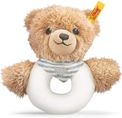 Steiff Baby Nursey Sleep Well Grå Teddy Bear Grepp Leksak Rattle 12cm Vit