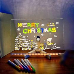 LED-muistitaulu väreillä, akryylikuivapyyhintäliina 1/7 kynällä kotitoimistoon seitsemän värillistä kynää M