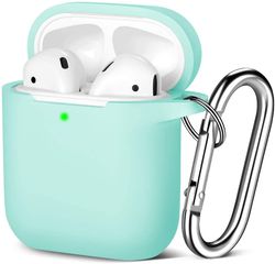 AIR Beskyttende stødsikkert cover med karabinhage Kompatibel med Airpods etui 2 1 BlueSea