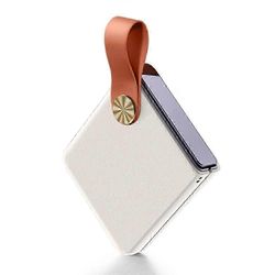 Motorola Razr 50 Ultra 5G -kotelo - Suojaava kova PC-kansi nahkahihnalla (valkoinen) Monivärinen White Brown