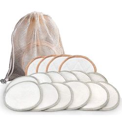Mikasa 16 stk Vaskbar Makeup Remover Bambus bomuld pads genbrug udrensning Sæt