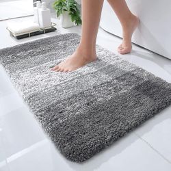 Ylellinen kylpyhuonematto, erittäin pehmeät ja imukykyiset mikrokuituiset kylpymatot, liukumattomat Harmaa 51x81cm