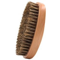 Liltop Mænd Oval Træ Boar Børste Skæg Hår Rengøring Overskæg Comb Brush Tool Brown
