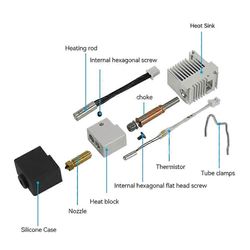 Kobra 3 Hotend 3D -tulostimen suulakepuristimen tulostuspääsarja 24V 50W 0,4 mm:n kovalla terässuutintuella korkealla