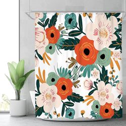 Stoff VårBlomst Dusj Gardin Baderom Dekor 70.87x70.87inch Polyester Vanntett 12 Pack Kroker