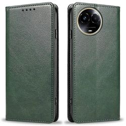 Realme 11x 5G / 11 5G (Global) -kotelolle ohut istuva PU-nahkainen matkapuhelimen suojus Vihreä Realme 11 5G (Global)