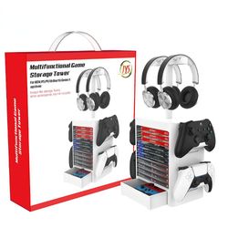 Controller headset stand spil cd storage tower til switch Ps5 Ps4 Xbox Series X Hvid