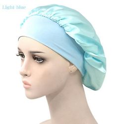 Bred randen solid farve nat cap Ladies Fashion Stretch Hair Cap Wash Cap sølv
