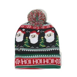 Snemand Elg juletræ manchet strik hat med bold og førte farverige blændende lys dekorative hat A