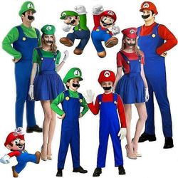 Super Mario Luigi Cosplay Puku Aikuiset Lasten Naamiaisasu Juhlat Naamiaisasu -e Luigi Vihreä Tyttö M