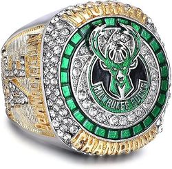 2021 Bucks Championship Ring Replica Basketball Champions Ring med mästerskapsringbox kompatibel med 'Milwaukee Antetokounmpo Fans Gift