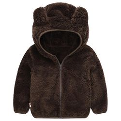 Besser 2-6 år Pige Drenge Fleece Coat Bamse Hættetrøje Kaffe 4-5 Years